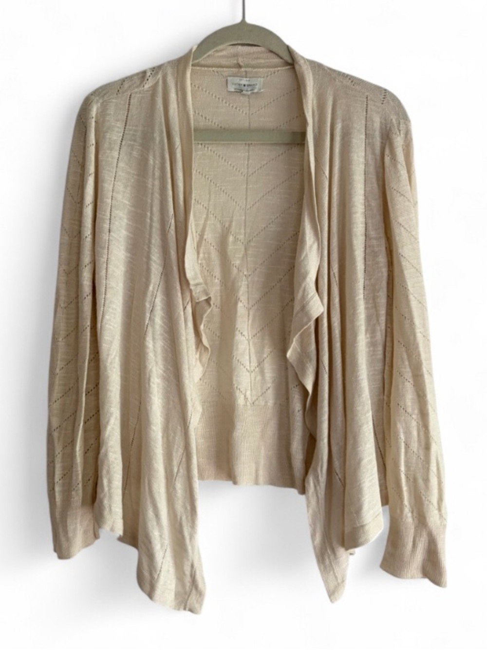 Lucky Brand Beige Linen Blend Open Front Cardigan Size S